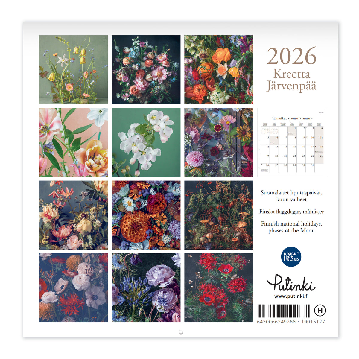 Seinäkalenteri 20x20 cm 2026 Putinki Järvenpää