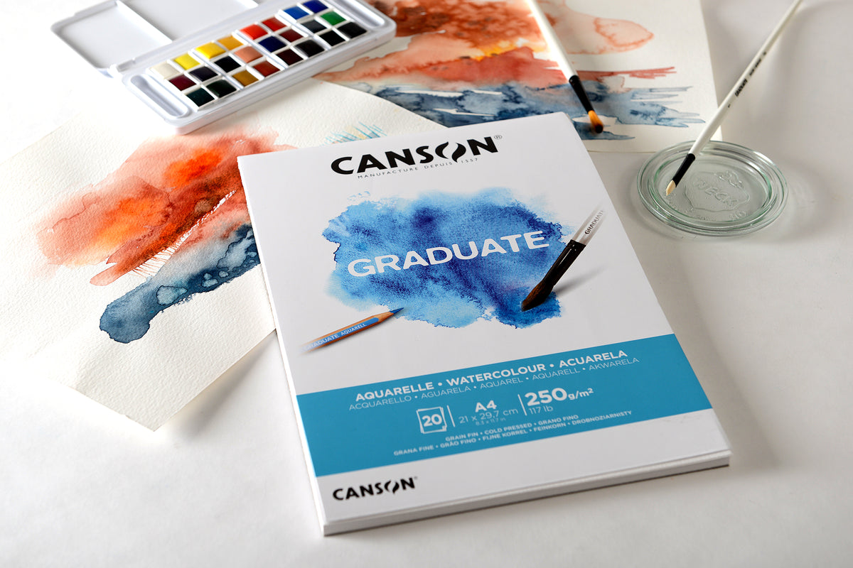 Taidelehtiö A4 Canson Graduate - Akvarellivärit 250g