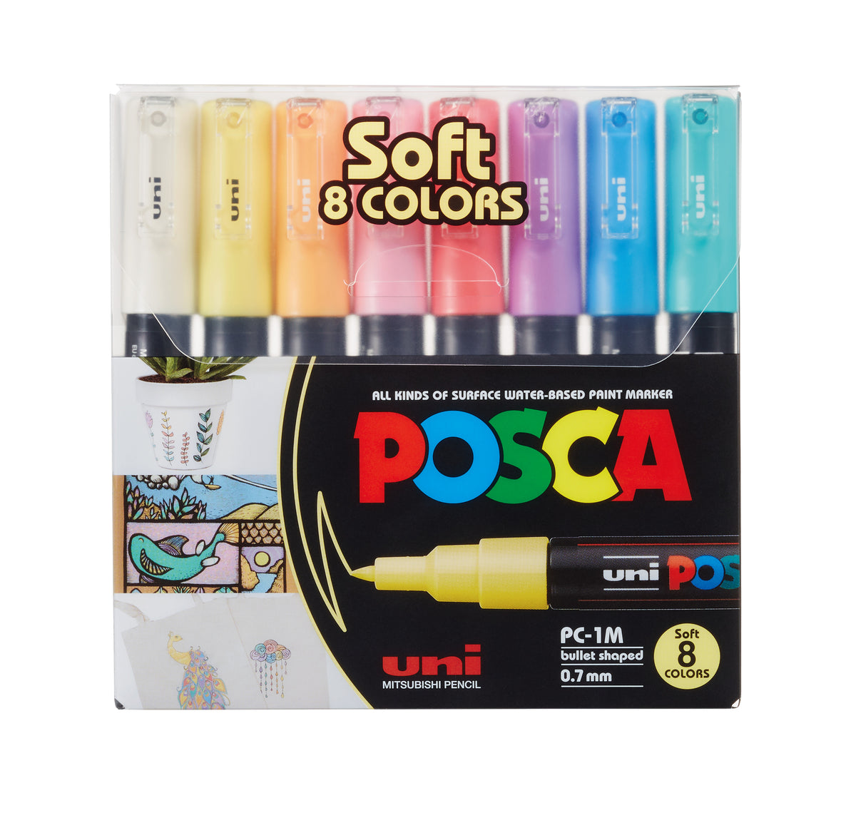 Maalitussit 8 kpl Posca PC-1M - Pastellivärit