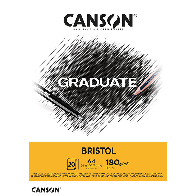 Piirustuslehtiö A4 Canson Graduate - Bristol, erikoisvalkoinen