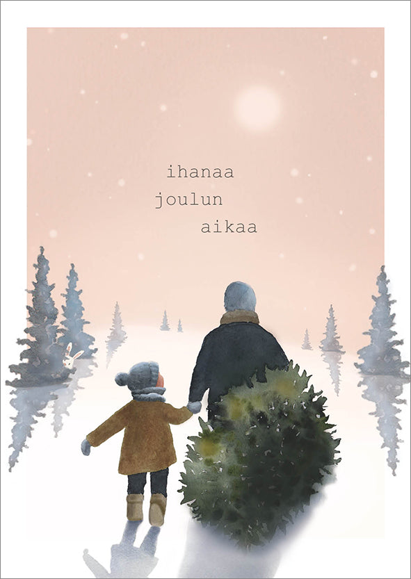 2-osainen joulukortti Henna Adel - Kuusen haku