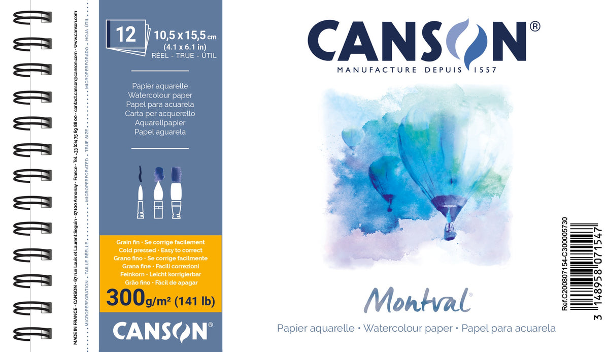 Akvarellilehtiö 10,5x15 Canson Montval - Cold Pressed