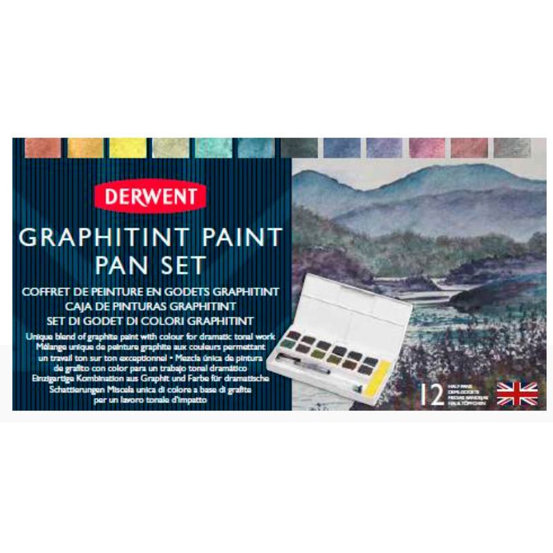 Akvarellivärit 12 nappia Derwent - Graphitint