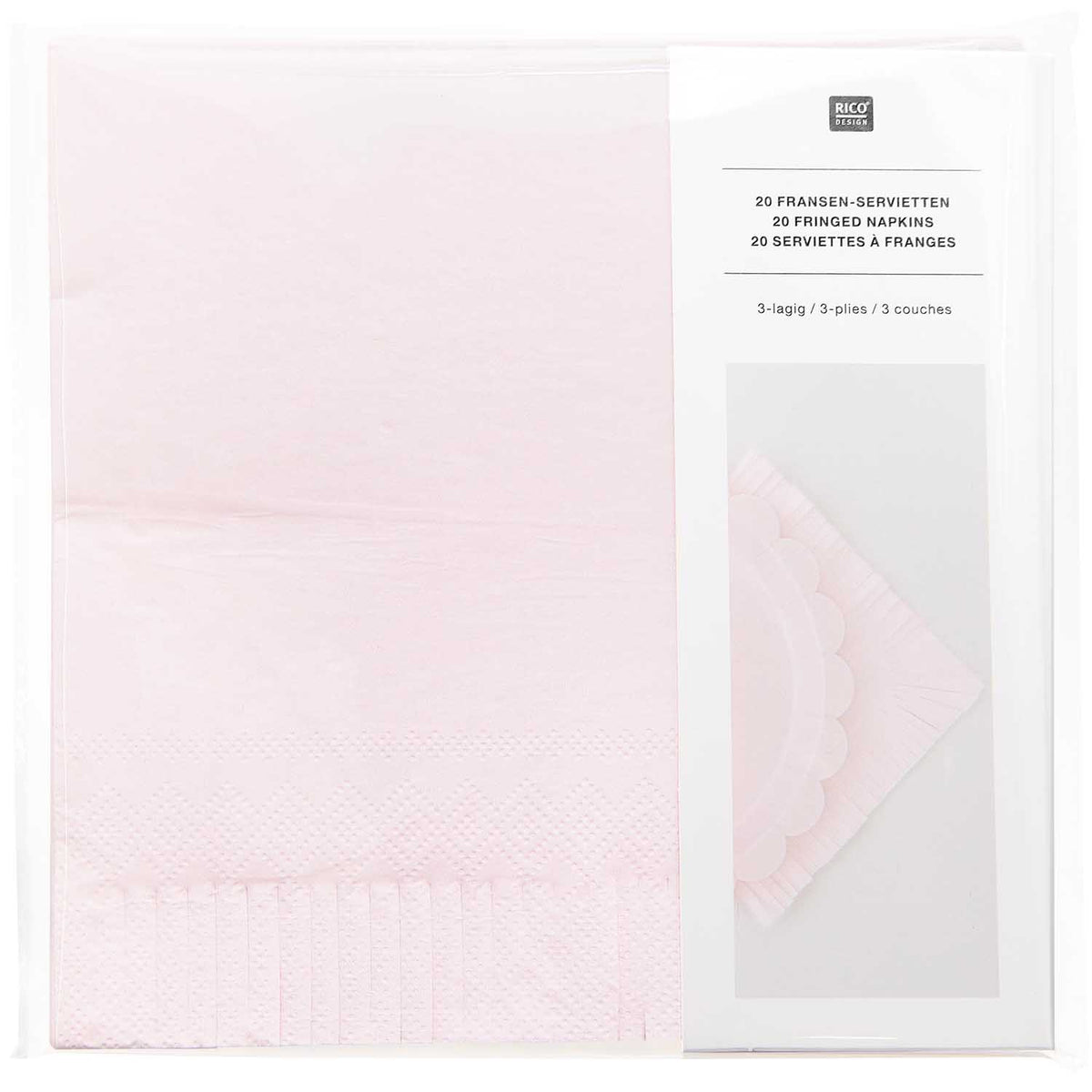 Lautasliina 20 kpl Rico Design - Rose fringes