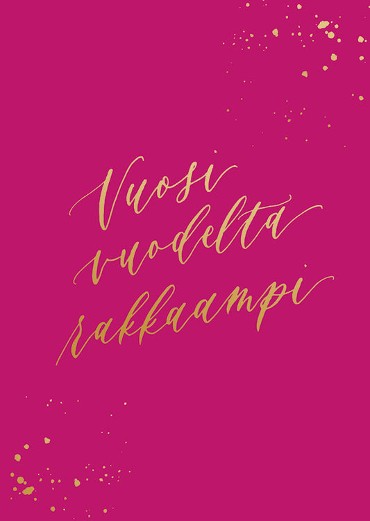 2-osainen kortti Kalligrafiastudio - Vuosi vuodelta rakkaampi