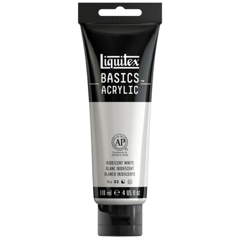 Liquitex Basics 118ml akryyliväri - 238 Iridescent White, metallihohto