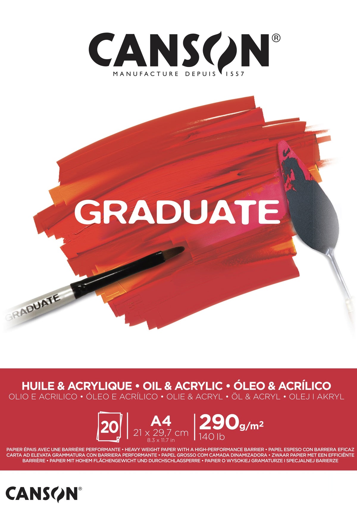 Taidelehtiö A4 Canson Graduate - Öljy- ja akryylivärit 290g