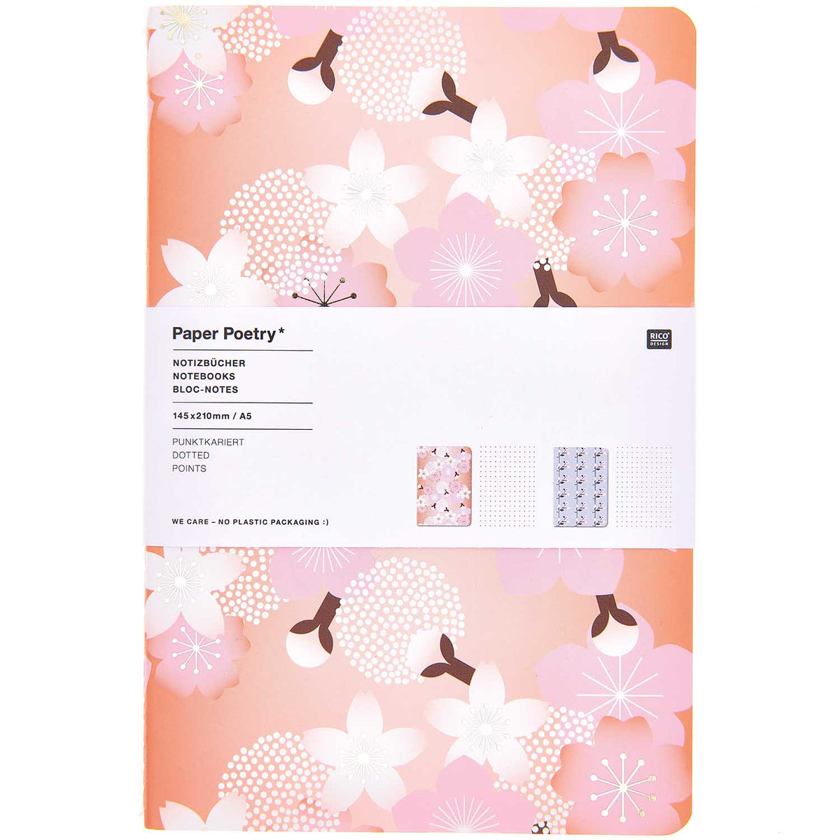 Vihkosetti 2kpl Rico Design A5 - Sakura dotted